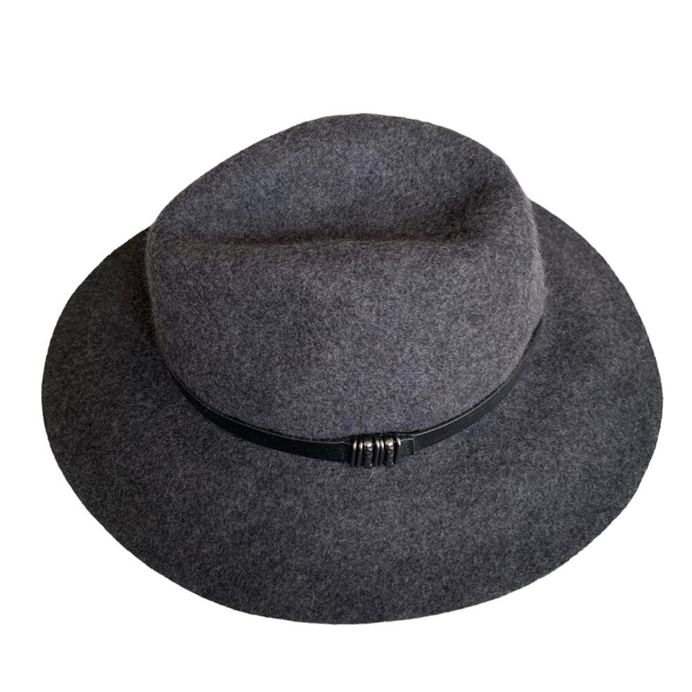 Lucky Brand Charcoal Grey Banded 100% Wool Fedora Medium NWOT